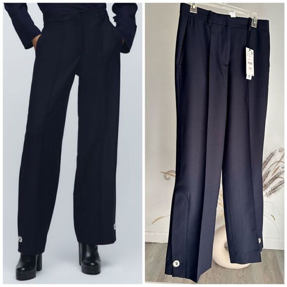 Zara Cropped Pants With Buttons New - Picture 1 of 9